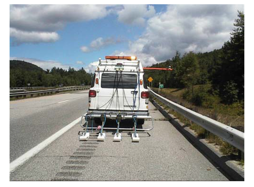 Ground Penetrating Radar Method Two:
low speed, high-resolution) 1.5 GHz ground-coupled, multiple antennas (antenna configuration).
(GEOVision Geophysical Services)